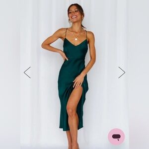 Crashing Prom Midi Dress in Dark Green- Size 6